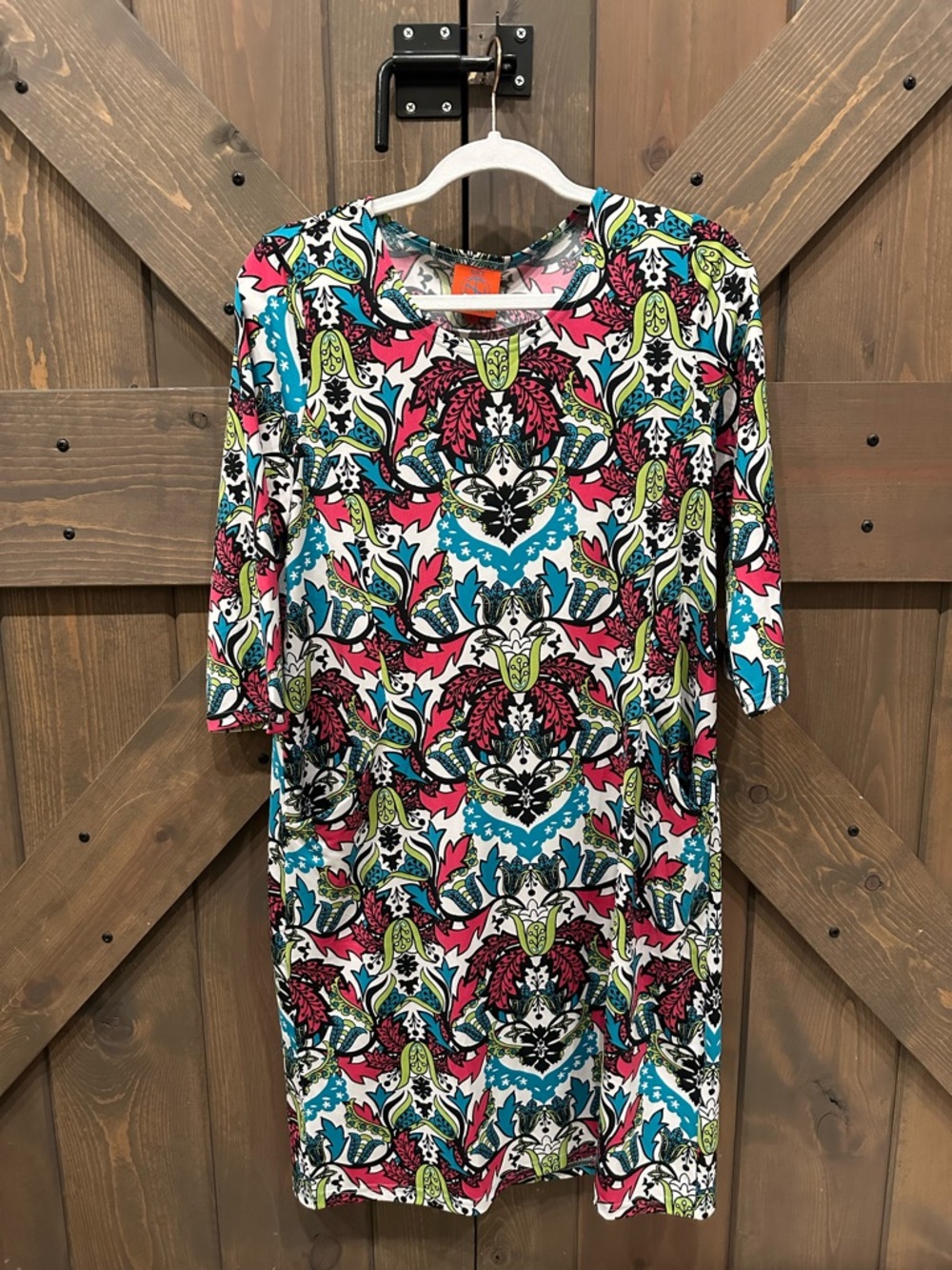 Tracy Negoshian Multicolor Printed Dress - Pink, Blue, Green
